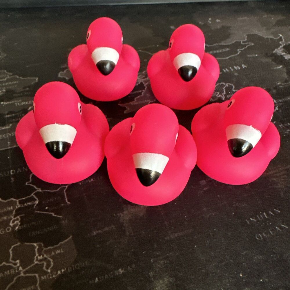 Pink Flamingo Rubber Ducks Bath Toy Party Favor Decoration